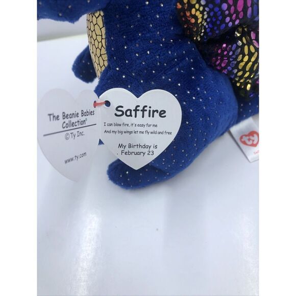 NEW Ty Beanie Boos 6 INCH Saffire BLUE SPECKLED DRAGON SMALL Plush Animal Toy - Picture 8 of 14